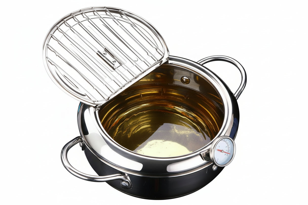 סיר טיגון עמוק איכותי עם מד חום מובנה