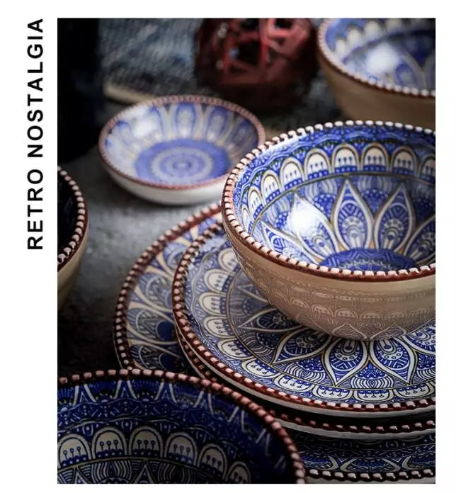 צלחות קרמיקה בעיטור מרוקאי עיצובי