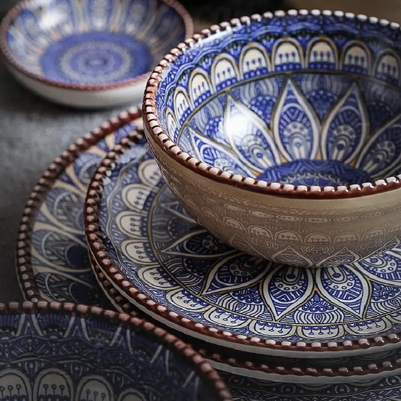 צלחות קרמיקה בעיטור מרוקאי עיצובי