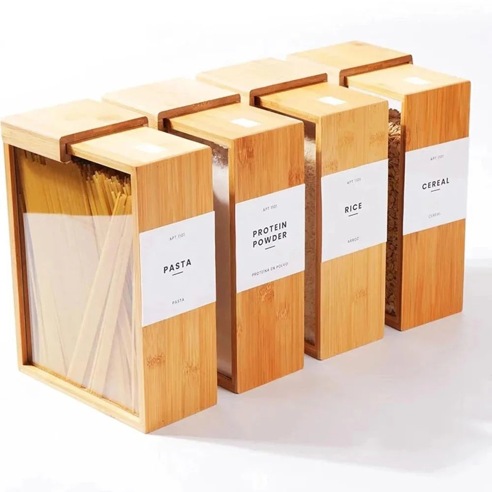 קופסת במבוק לאחסון דגנים, קטניות ועוד