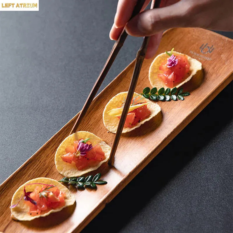 צלחת הגשה לסושי או דים סאם מעץ