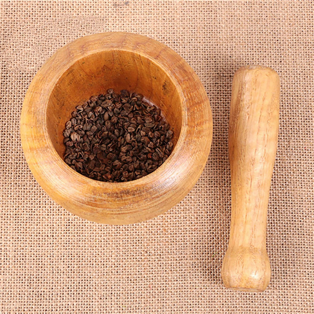 מכתש ועלי עשוי עץ טבעי