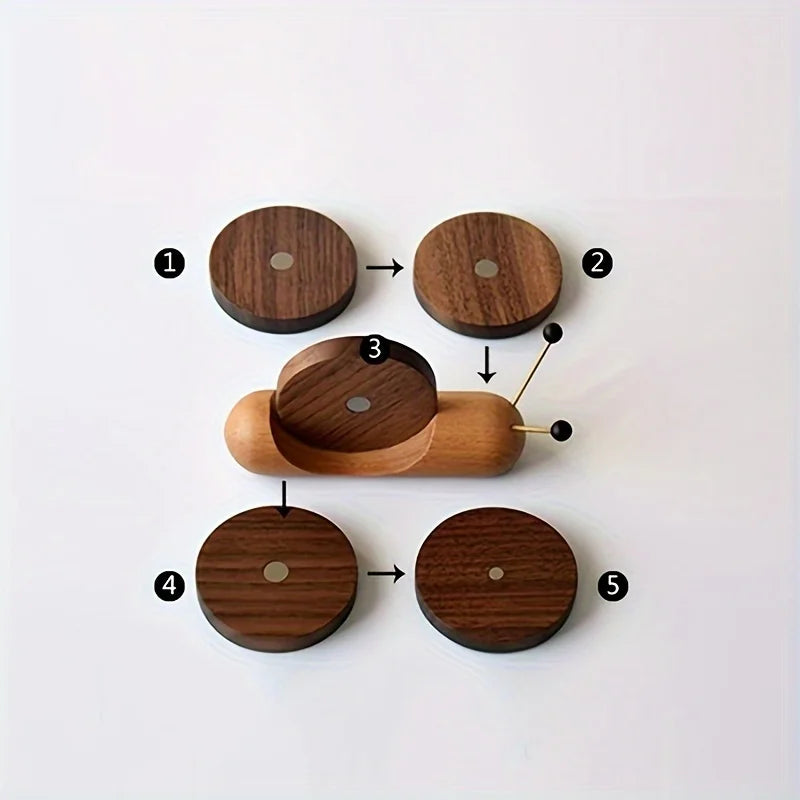 סט שבלול עץ מעוצב עם תחתיות לכוסות