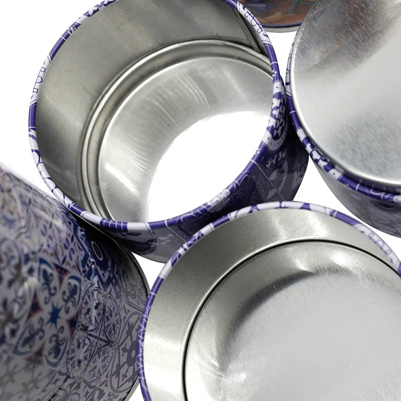 קופסאות פח מחולקות ל3 לאחסון נשנושים בעיצוב מודפס מרוקאי