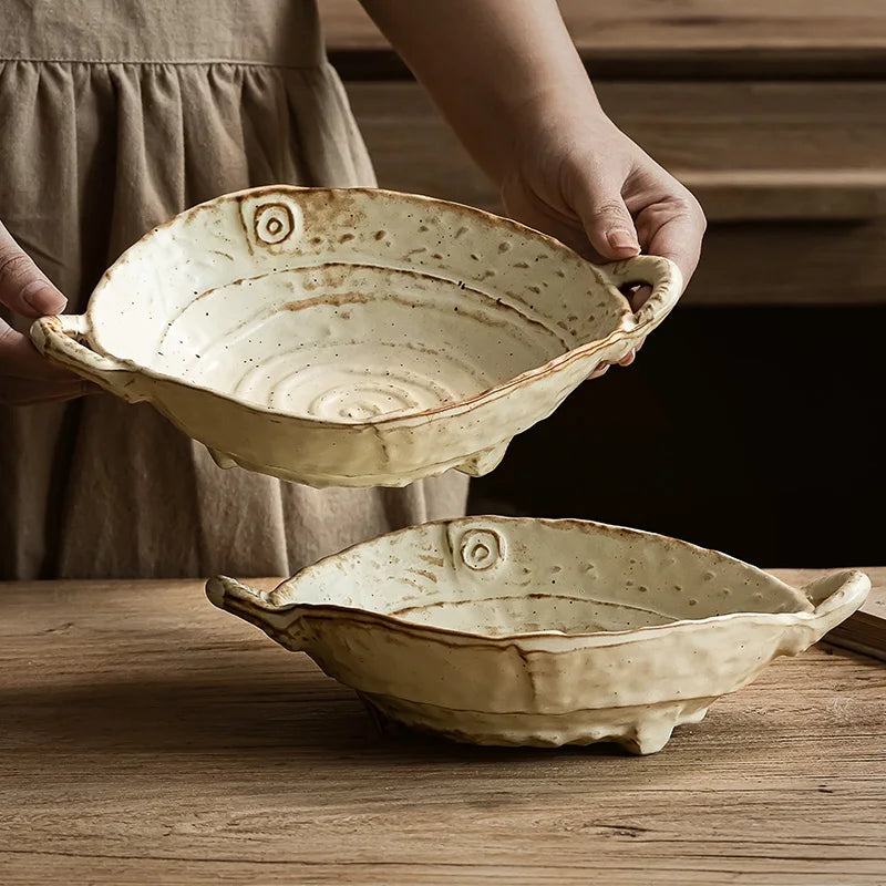 ליין קעריות הגשה מקרמיקה בסגנון רטרו