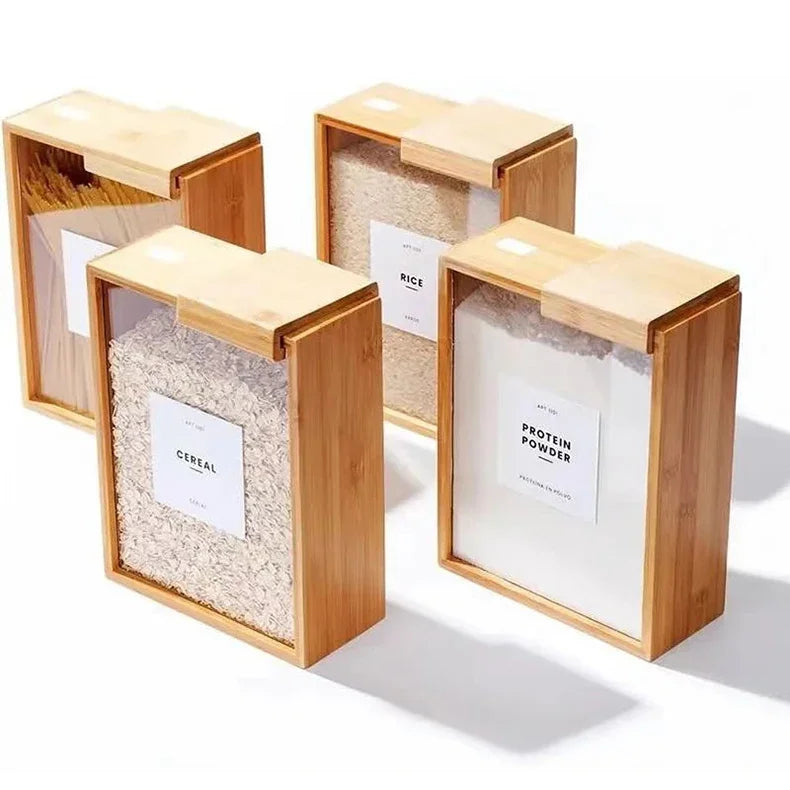 קופסת במבוק לאחסון דגנים, קטניות ועוד