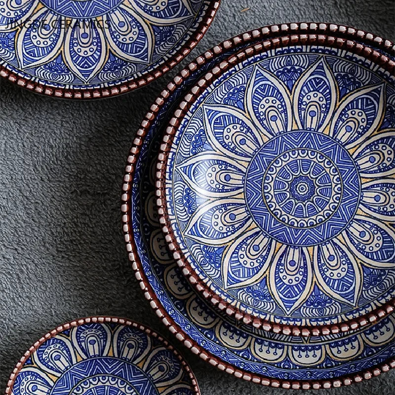 צלחות קרמיקה בעיטור מרוקאי עיצובי